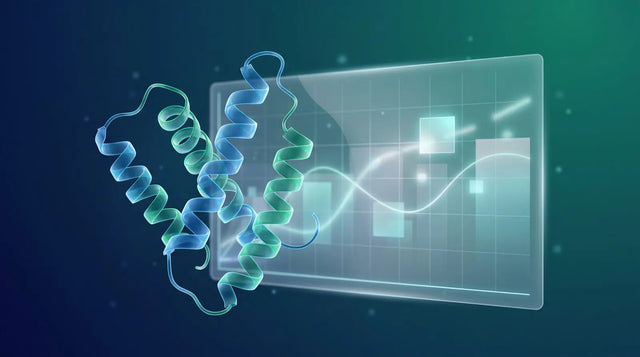 Abstract peptide ribbon representing B7-33 sourced as a research material.