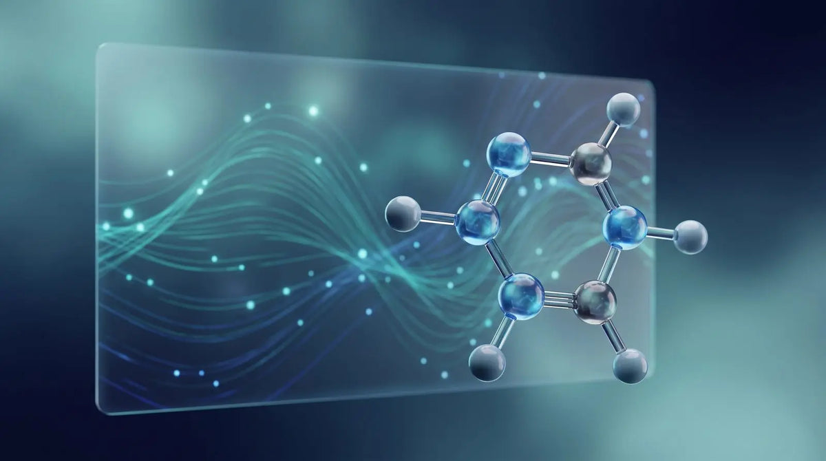 Abstract small-molecule structure representing enclomiphene sourced as a research material.