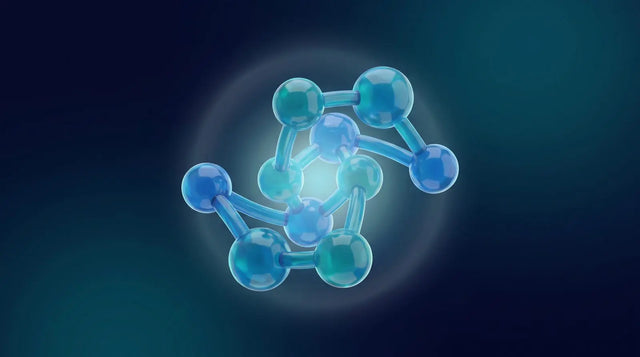 Abstract short peptide chain render representing ipamorelin as a research material.